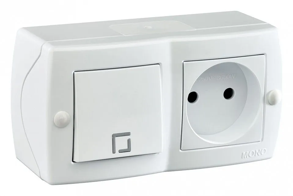 Блок с розеткой и выключателем Mono Electric Octans IP20 104-010101-185
