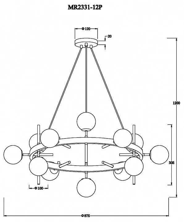 Подвесная люстра MyFar Robert MR2331-12P