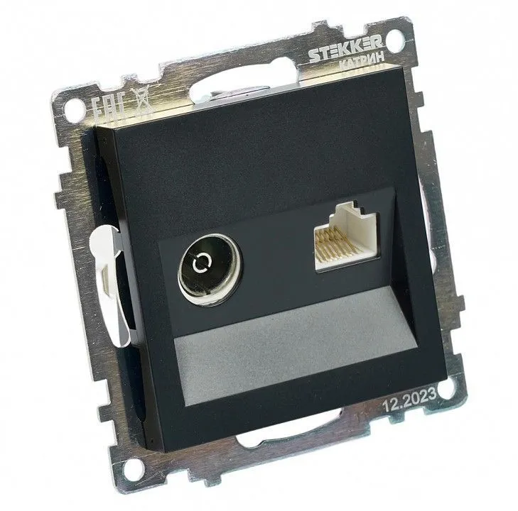 ТВ-розетка и розетка Ethernet RJ-45 без рамки Stekker Катрин 49182