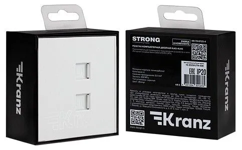 Розетка двойная Ethernet RJ-45 без рамки Kranz STRONG KR-78-0725-4