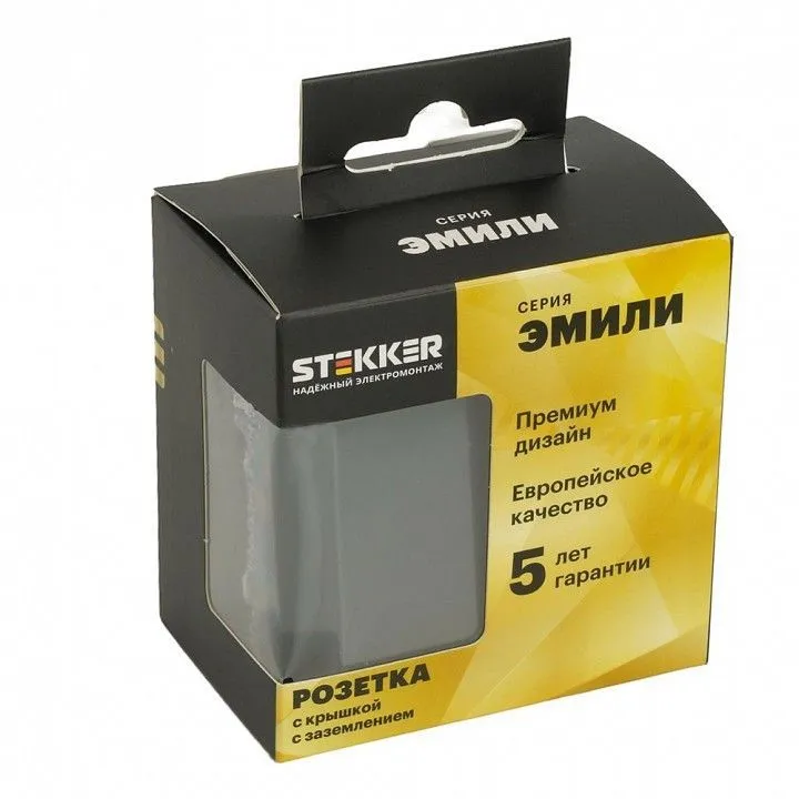 Розетка с заземлением и со шторкой, с крышкой Stekker Эмили 49855