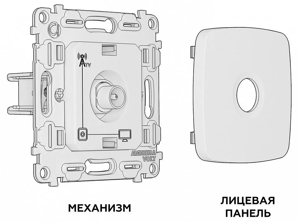 ТВ-розетка без рамки Ambrella Volt OMEGA MO113010