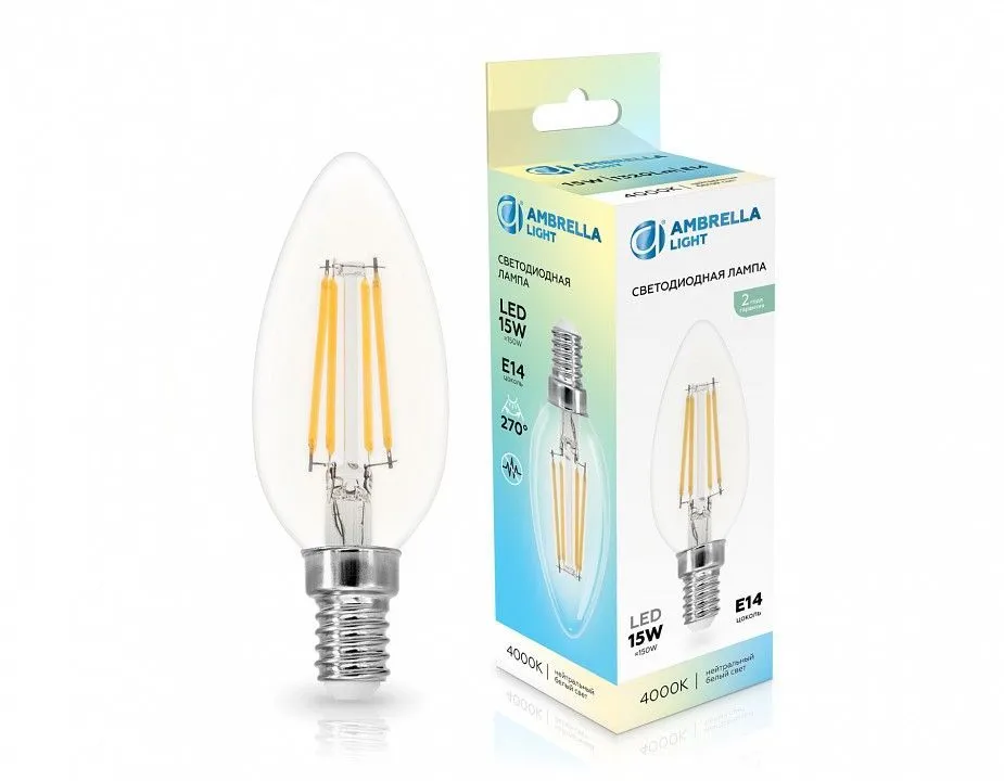 Лампа светодиодная Ambrella Light C35 E14 15Вт 4000K 351514