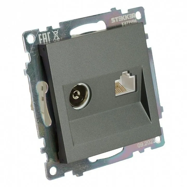 ТВ-розетка и розетка Ethernet RJ-45 без рамки Stekker Катрин 49417