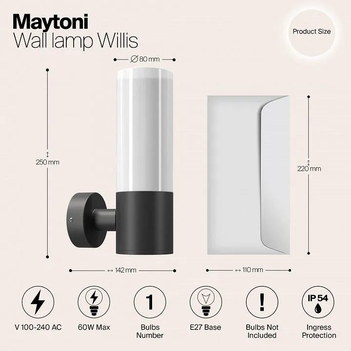 Светильник на штанге Maytoni Outdoor Уиллис O418WL-01B