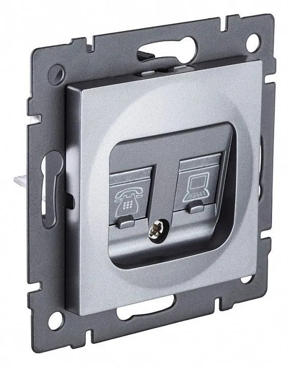 Розетка двойная RJ-11 и Ethernet RJ-45, без рамки Kollinger  REA-011GY