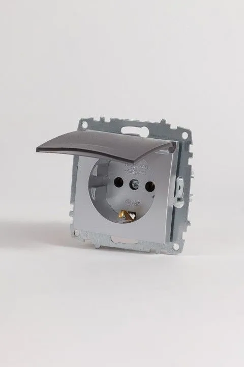 Розетка с заземлением с крышкой, без рамки Elbi Eleсtriс Zena Vega 609-011000-218