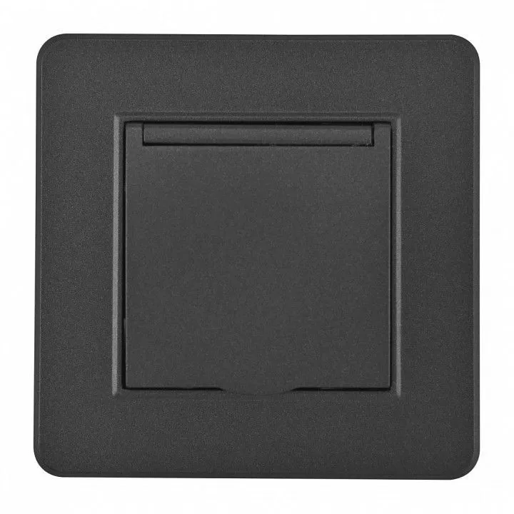 Розетка с заземлением и шторкой, с крышкой Arte Milano SET16-1 SET16-1-41-1 black