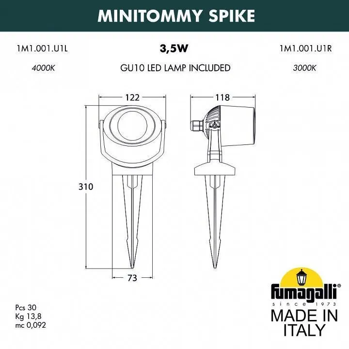 Наземный низкий светильник Fumagalli Minitommy 1M1.001.000.LXU1L