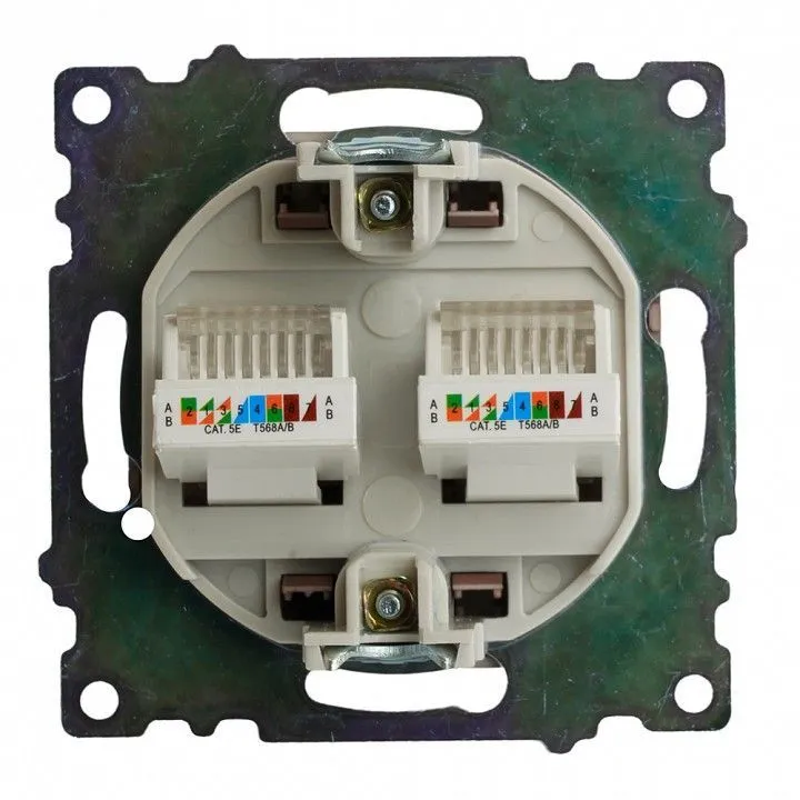 Розетка двойная Ethernet RJ-45 без рамки Stekker Катрин 50006