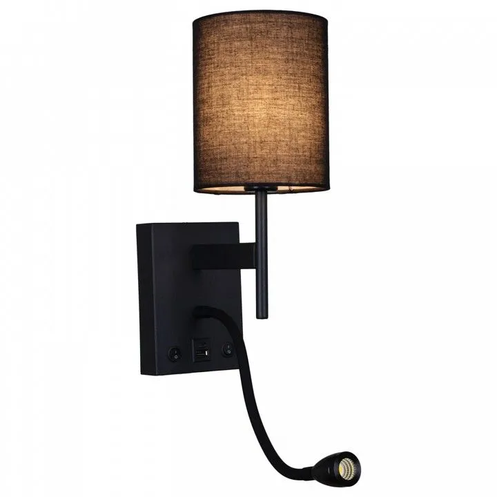 Бра с подсветкой Reluce 86210 86210-9.2-001KT LED3W+E14 BK