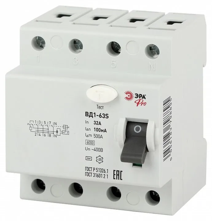 Устройство защитного отключения 4P Эра ВД1-63S NO-902-154