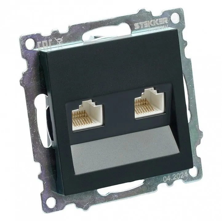 Розетка двойная Ethernet RJ-45 без рамки Stekker Катрин 50007
