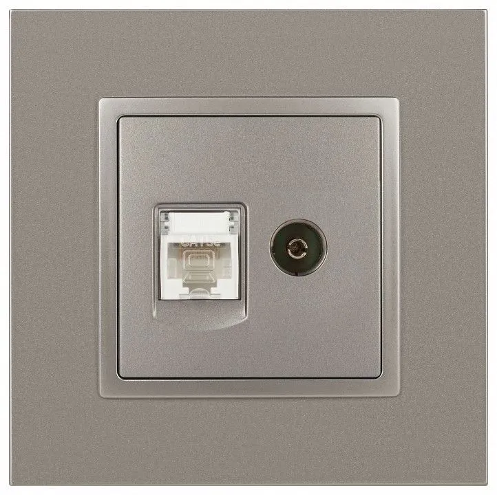 ТВ-розетка и розетка Ethernet RJ-45 без рамки Эра Эра Elegance 14-3110-16