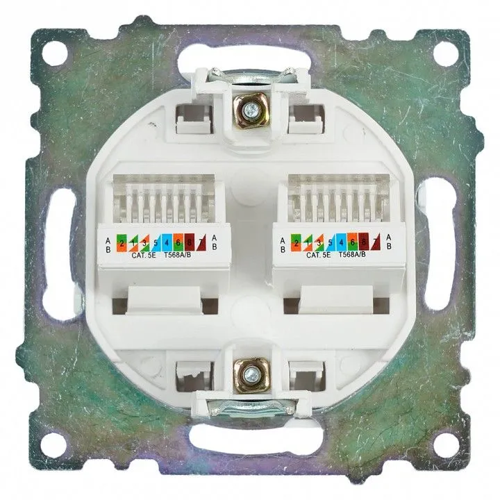 Розетка двойная Ethernet RJ-45 без рамки Stekker Катрин 50003