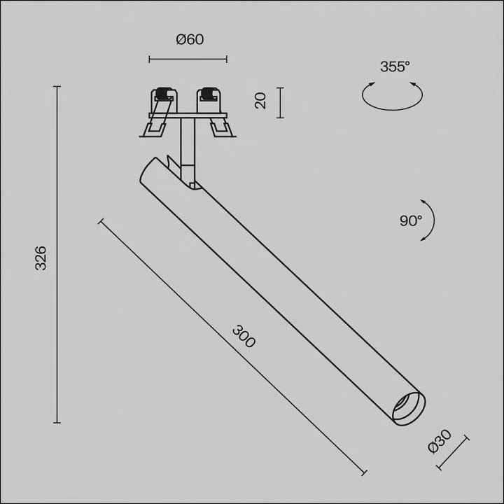 Встраиваемый светильник на штанге Maytoni Technical Фокус Т C141RS-L300-6W4K-B