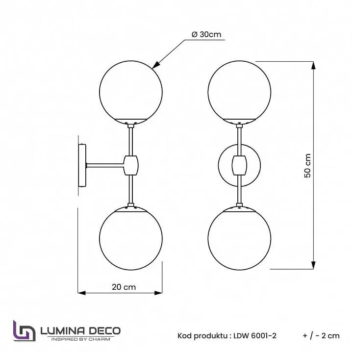 Бра LUMINA DECO ZODIAK LDW 6001-2 BK+WT