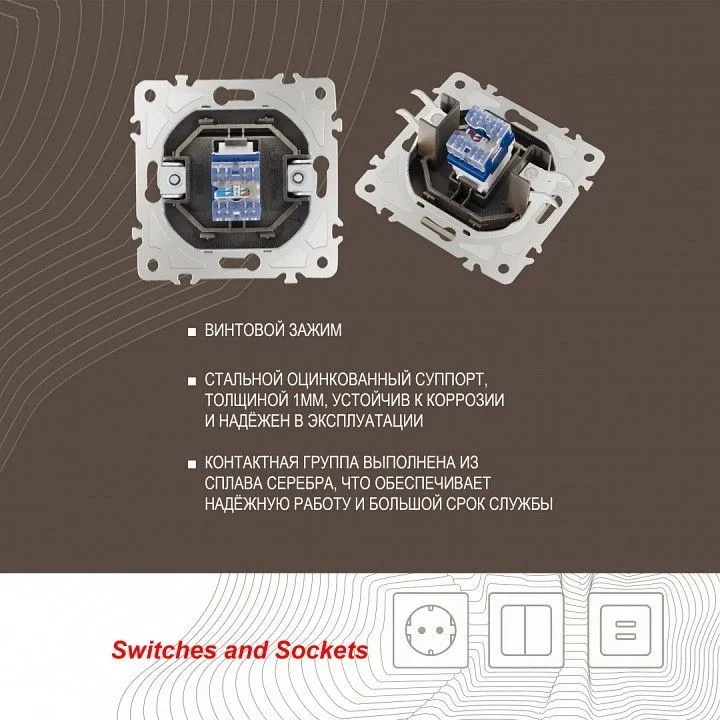 Розетка Ethernet RJ-45 без рамки Arte Milano am-205 205.45-1.shampan