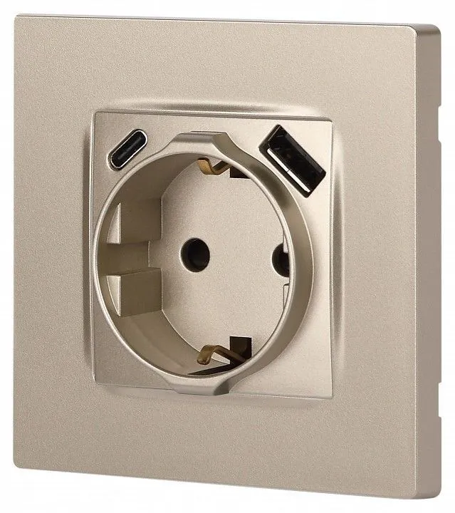 Розетка с заземлением и со шторкой и 2хUSB, без рамки Эра Эра 12 12-4108-04