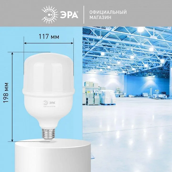 Лампа светодиодная Эра  E27, E40 60Вт 6500K LED POWER T120-60W-6500-E27/E40 R