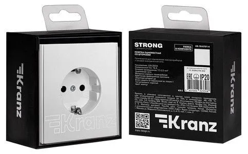 Розетка с заземлением и со шторкой, без рамки Kranz STRONG KR-78-0701-4