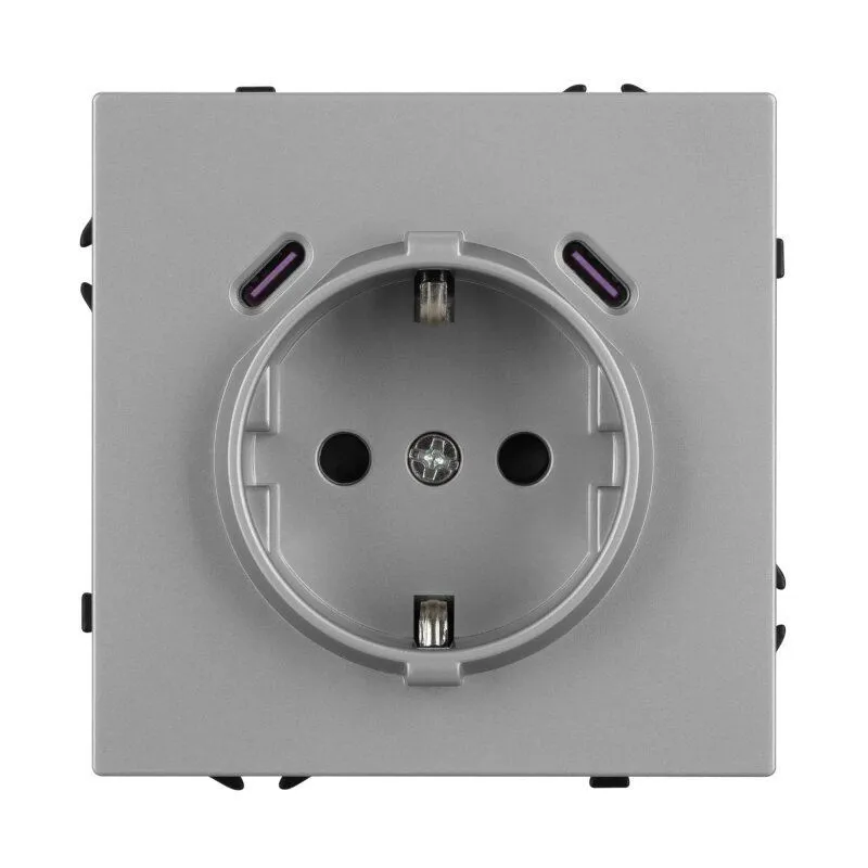 Розетка с заземлением и со шторкой и 2хUSB C, без рамки Arlight NOBE 061817(1)