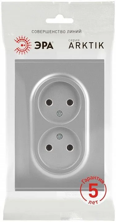 Розетка двойная без заземления, без рамки Эра Arktik Б0071683