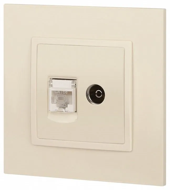 ТВ-розетка и розетка Ethernet RJ-45 без рамки Эра Эра Elegance 14-3110-02