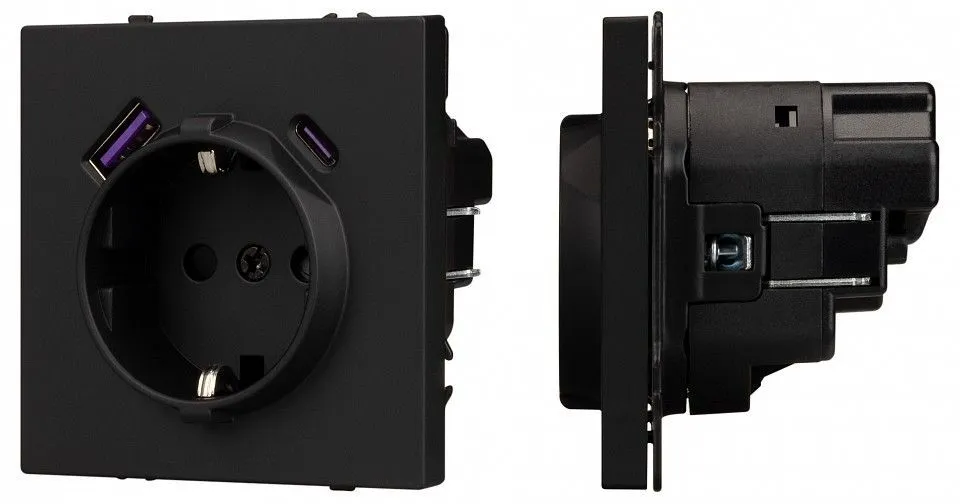 Розетка с заземлением и со шторкой и 2хUSB type A и C, без рамки Arlight NOBE 054285(1)