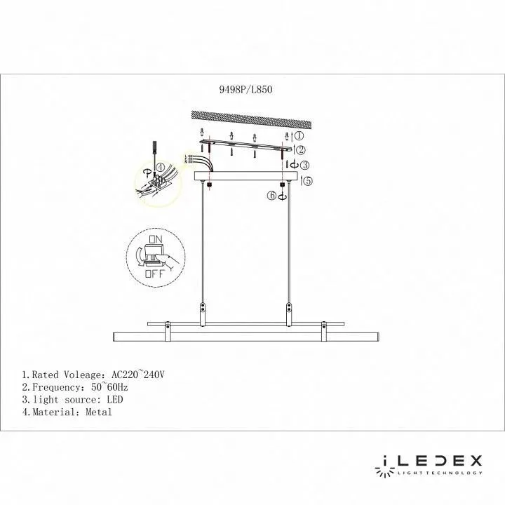 Подвесной светильник iLedex Zoom 9498P-32W-3000K BK-BR-WH