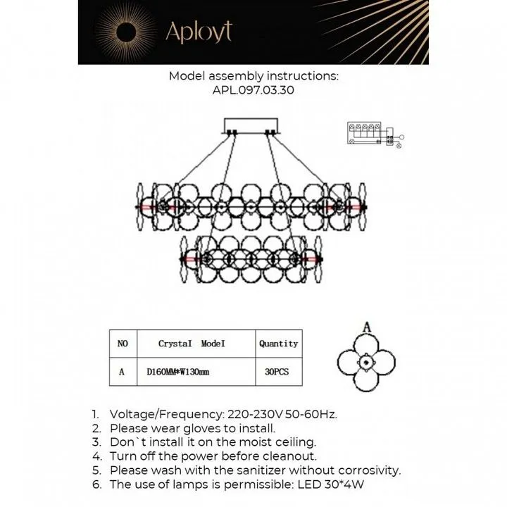 Подвесной светильник Aployt Alunia APL.097.03.30