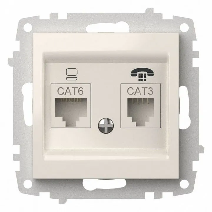 Розетка двойная RJ-12 и Ethernet RJ-45, без рамки Elbi Eleсtriс Zena Vega 609-010200-249