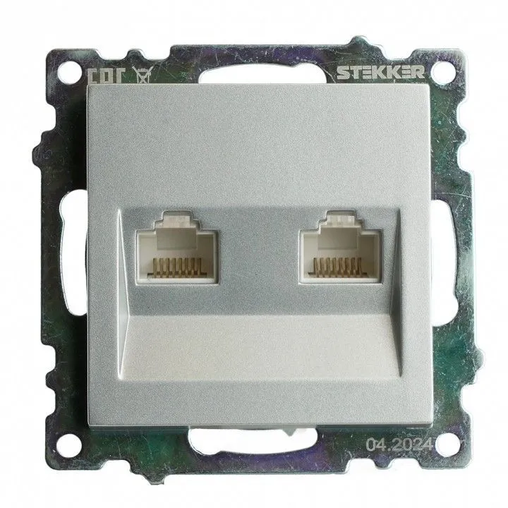 Розетка двойная Ethernet RJ-45 без рамки Stekker Катрин 50005