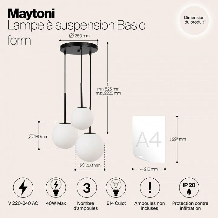 Подвесной светильник Maytoni Базовая форма MOD321PL-03B
