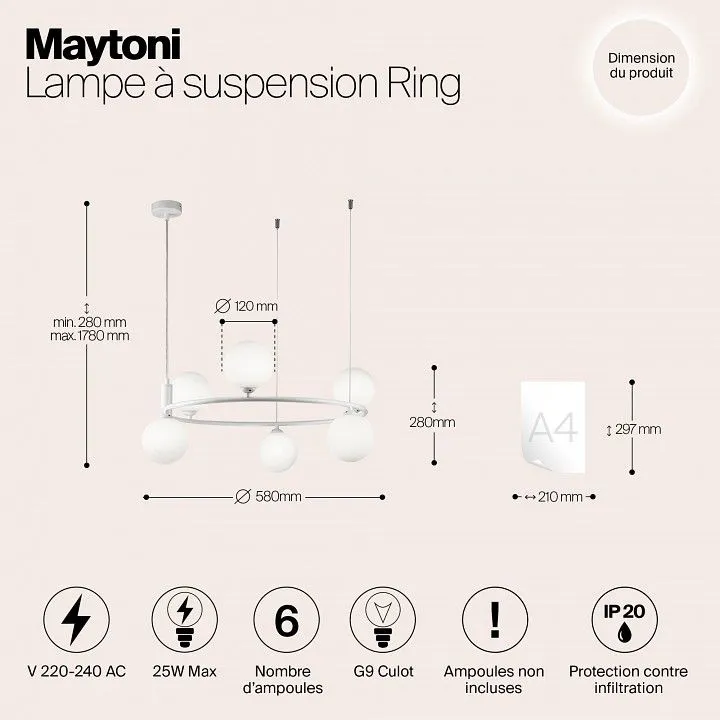 Подвесная люстра Maytoni Круг MOD013PL-06W