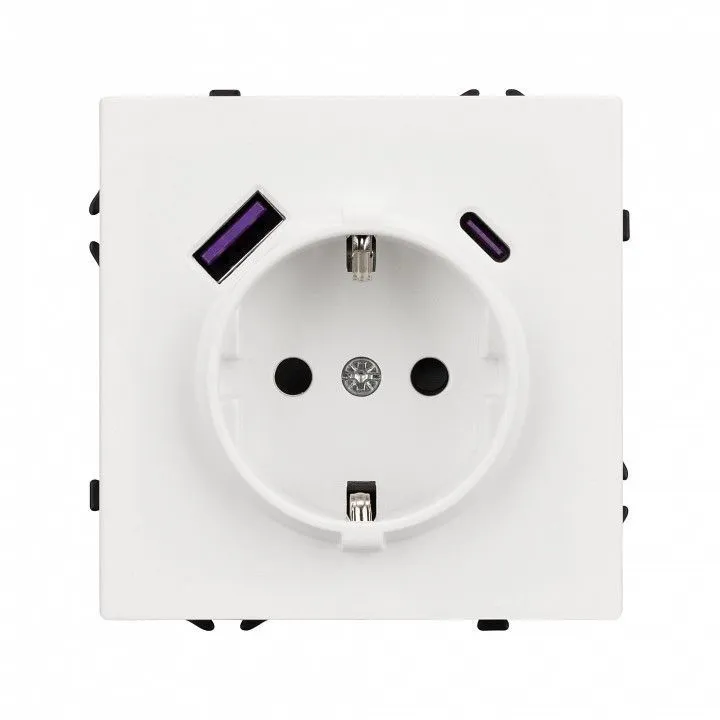 Розетка с заземлением и со шторкой и 2хUSB type A и C, без рамки Arlight NOBE 054284(1)