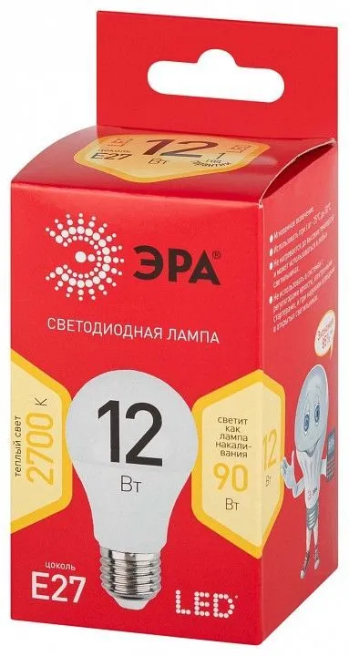 Лампа светодиодная Эра  E27 12Вт 2700K LED A60-12W-827-E27 R
