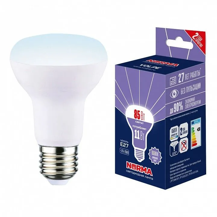 Лампа светодиодная Volpe LED-R63 E27 11Вт 6500K UL-00010999