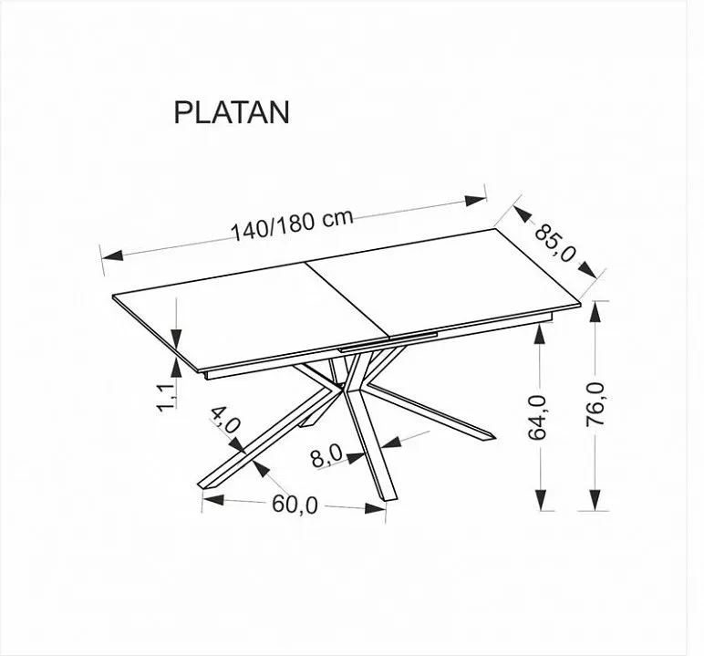 Стол обеденный Platan 140