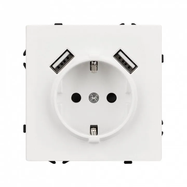 Розетка с заземлением и со шторкой и 2хUSB type A, без рамки Arlight NOBE 054288(1)