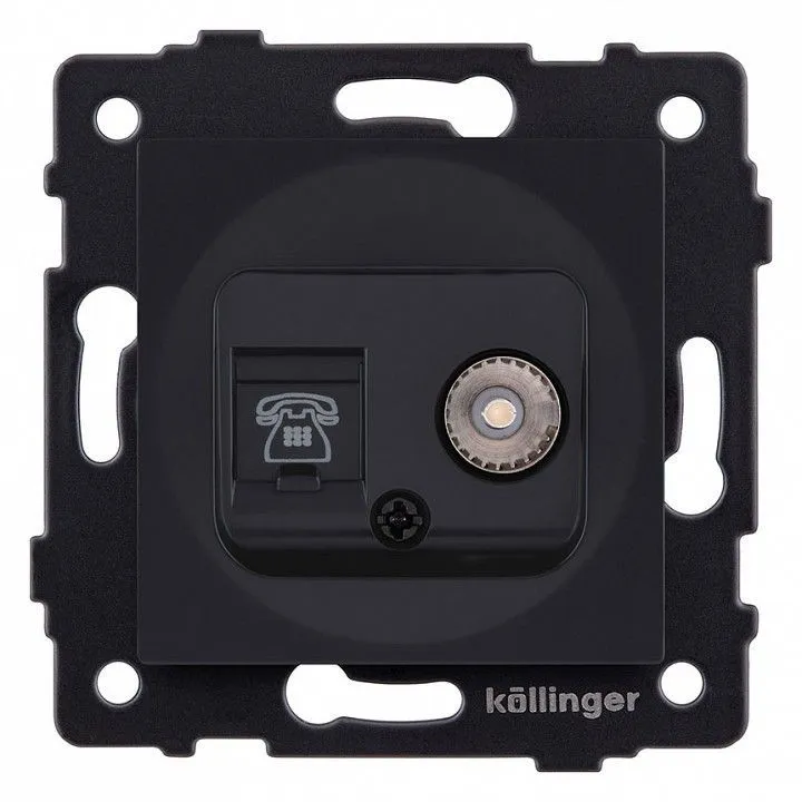 Розетка двойная RJ-11 и Ethernet RJ-45, без рамки Kollinger  REA-013BM