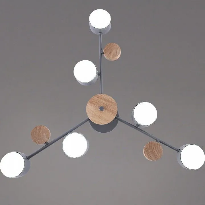 Люстра на штанге Reluce  03758-0.3-06 GREY+WOOD GX53