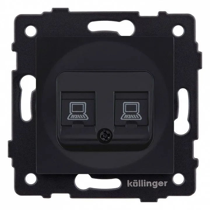 Розетка двойная Ethernet RJ-45 и со шторками, без рамки Kollinger  REA-019BM