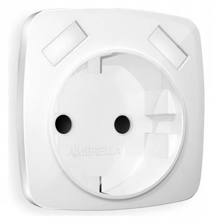 Накладка для розетки с заземлением и со шторками и 2хUSB type A Ambrella Volt OMEGA OP1090