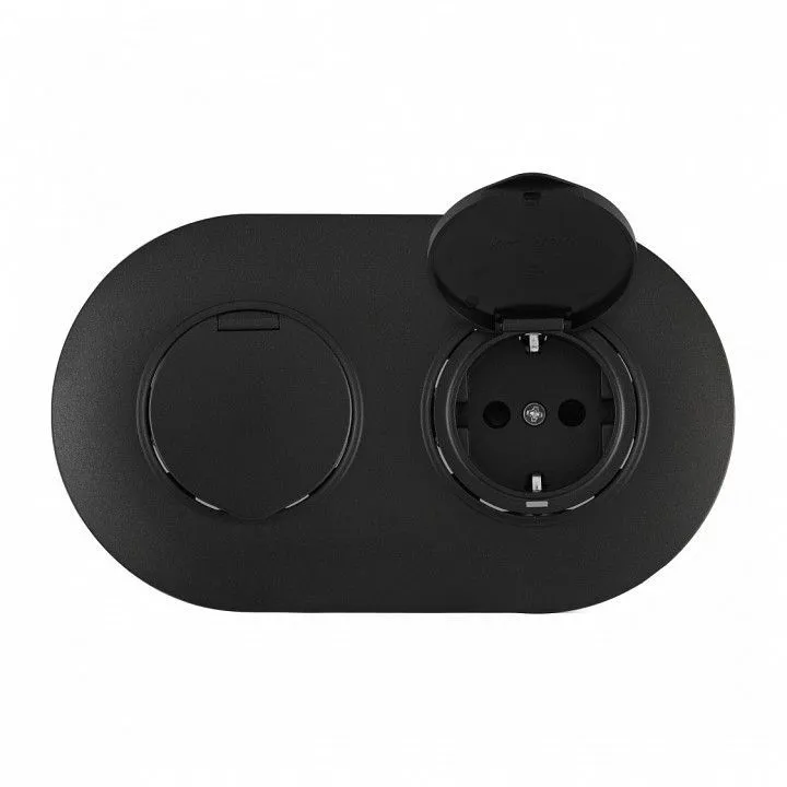 Розетка с заземлением и шторкой, с крышкой Arte Milano SET08-2 SET08-2-41-1x2 black