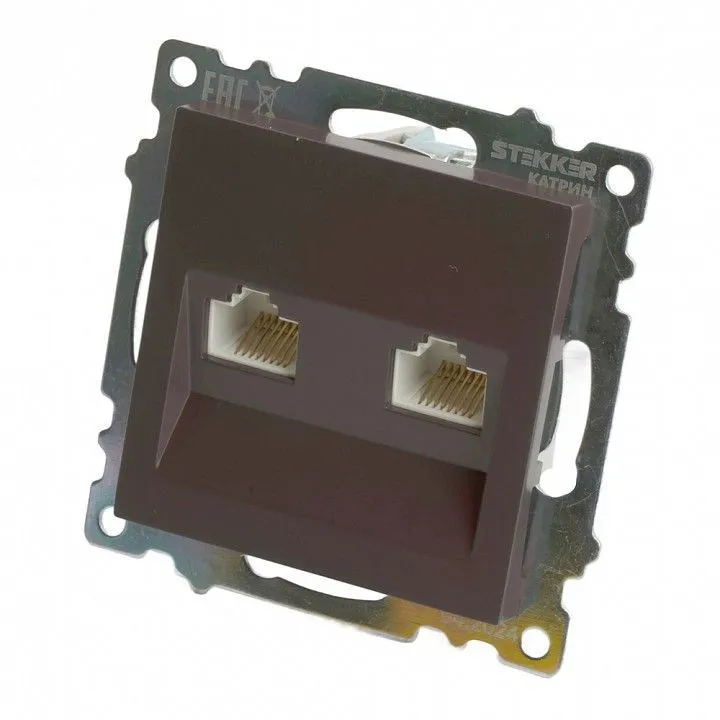 Розетка двойная Ethernet RJ-45 без рамки Stekker Катрин 50006