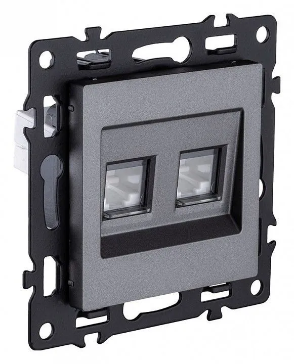 Розетка двойная Ethernet RJ-45 и со шторками, без рамки Kollinger Asthetik AS-018GY