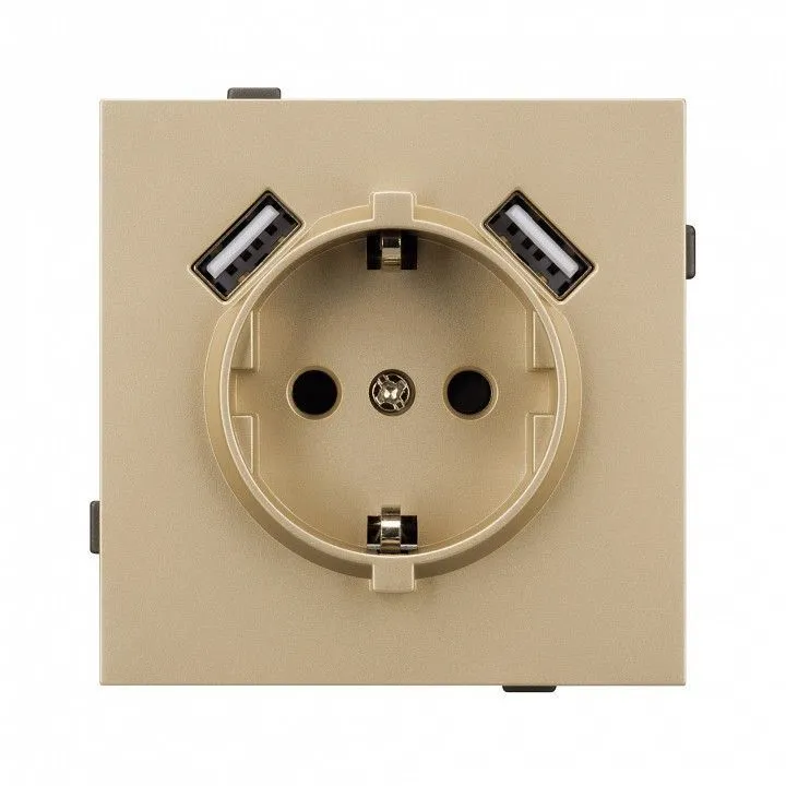 Розетка с заземлением и 2хUSB type A, без рамки Arlight SCT-TENDO 054604