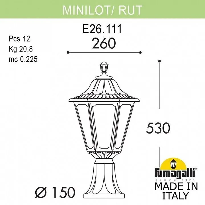 Наземный низкий светильник Fumagalli RUT E26.111.000.BYE27