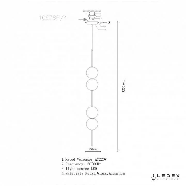 Подвесной светильник iLedex Omega 10678P/4-20W-3000K BK-WH